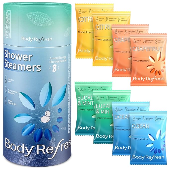 BodyRefresh Shower Steamers Aromatherapy 8 Pack, Birthday Gifts for Men, Shower Bombs for Stress Relief Relaxation Self Care, Mothers Day Gifts