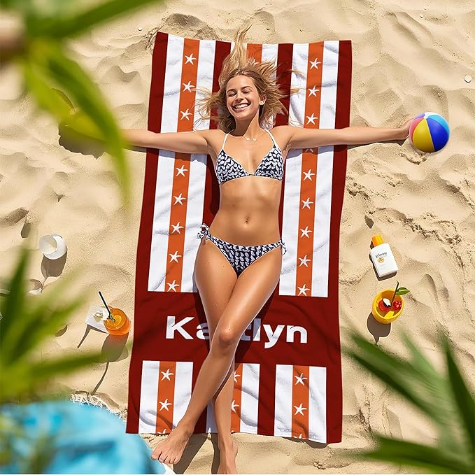 JML Custom Beach Towel with Name, Personalized Microfiber Beach Towel with Name, Large, Soft, Quick Dry & Absorbent for Swim, Pool,Adult,Summer Holiday,Vacation,Travel,Gift for Anniversary, Birthday
