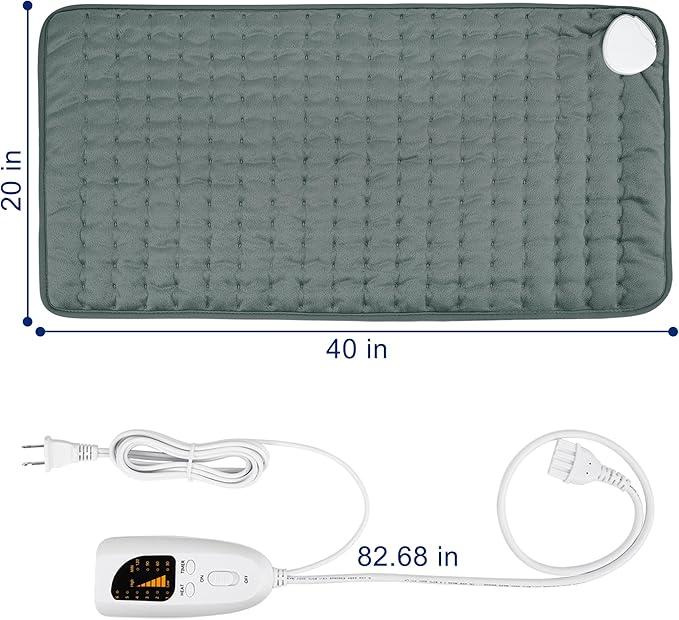 40"X20" Electric Heating pad with 6 Heat Settings, Auto Shut Off, Dry Electric Heating for Back Neck Knee Arms Legs Shoulder Heat Pads for Christmas Birthday Father's Day Mother's Day (Dark Gray)