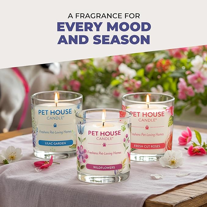 Pet House Candles, Plant-Based, Long Lasting, Pet Friendly Candles for Home, 60 Hour Burn Time - Herb Garden, 9 oz, 2 Pack