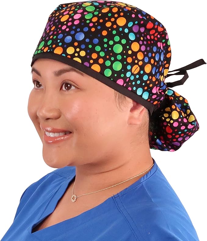 Sparkling EARTH Big Hair Ponytail Classic Surgical Style Scrub Working Cap - Made in The USA!!!