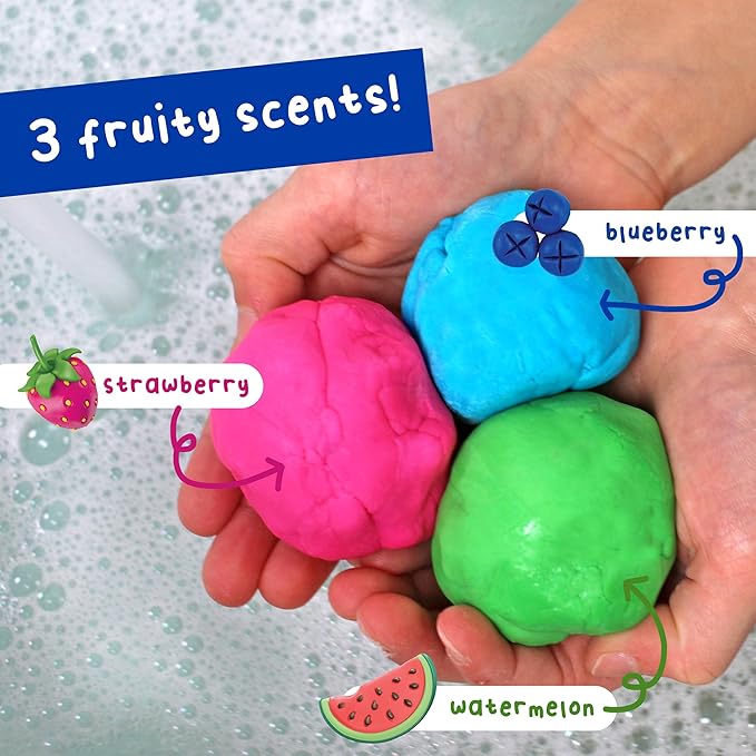 Mr. Bubble Soapy Bath Dough, Three Assorted Colors and Scents, Pack of 6