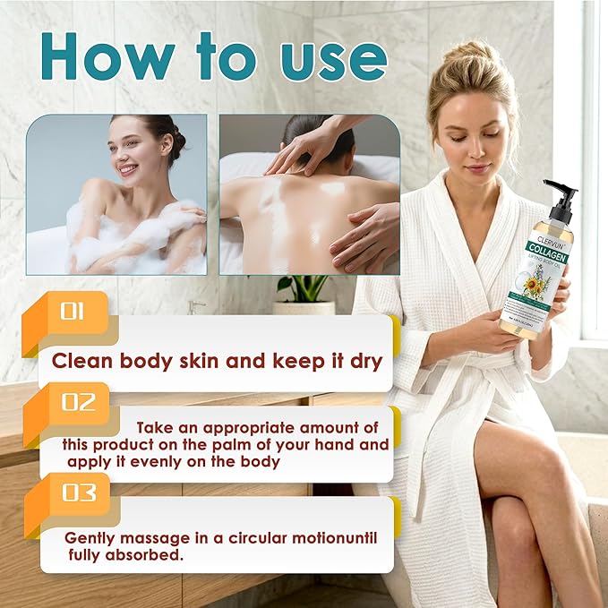 Collagen Lifting Body Oil After Shower - Hydrating Body Oil Firming for Skin Tightening, Visible Anti Aging Moisturizing Collagen Oil, Fast-Absorbing Non-Greasy for Smooth Radiant Skin, 4.06 Fl Oz