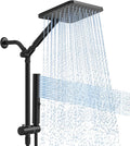 High Pressure Rain Shower Head with Handheld Combo, 10 Inch Square Rainfall Showerhead, Adjustable Slide Bar Dual Shower System, 3 Spray Modes, 59" Stainless Steel Hose, Matte Black
