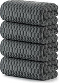 REDKISS 4 Pack Charcoal Gray Microfiber Bath Towels - Large Shower Towels Set for Bathroom, Super Absorbent Towel Set of 4 Lagre, Quick Dry Bathroom Towel for Spa, Gym,Travel, Lint Free, Ultra Soft