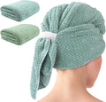 my novel things 2 Pack Extra Large Microfiber Hair Towel Wrap, 37.4" x 26.4" for Women, Super Absorbent & Quick Dry Hair Towel with Elastic Strap for Curly Hair Green Gift for Women Men Girls Friends