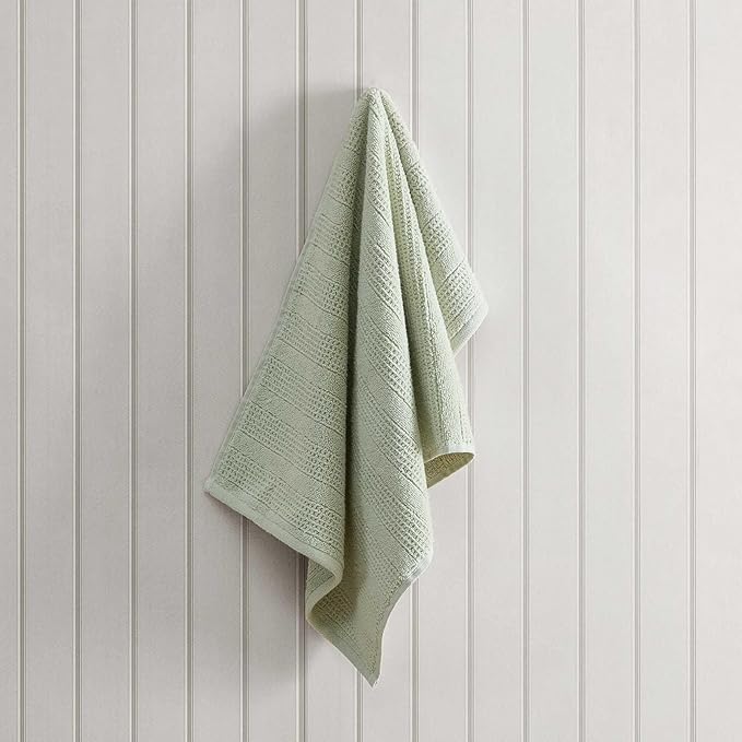 Martha Stewart - Bath Towels, Soft & Absorbent 100% Cotton Towels, Solid 500 GSM, 6-Piece Bathroom Towel Set with Textured Weave (Bedford Cottage Green)