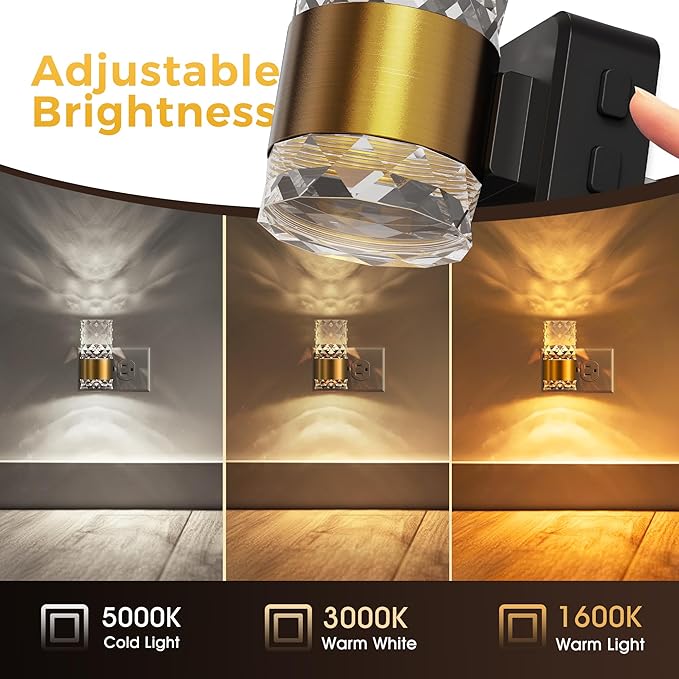 L LOHAS LED Night Light,Modern Night Lights Plug into Wall,Amber-3000K-5000K Adjustable Color Temperature Night-Light,Dimmable Nightlights with Dusk to Dawn Sensor for Rooms Bathroom Hallway
