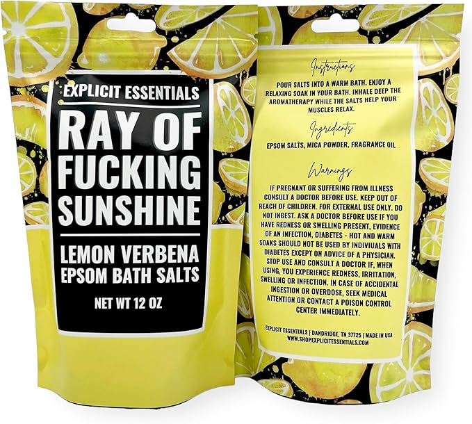 Explicit Essentials Lemon Verbena Epsom Bath Salts, 12 oz