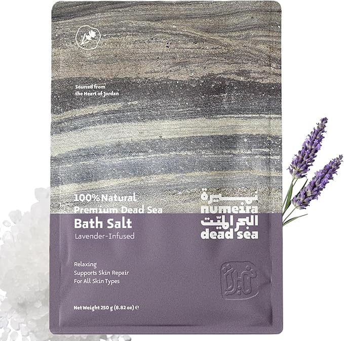 Dead Sea Salts for Soaking - Relaxing Salt Bath Soak for Body Rejuvenation - Natural Mineral Salts - Coarse Dead Sea Salt Bath Salts for Women & Men w/Lavender Infused Essential Oil (8.82 oz)