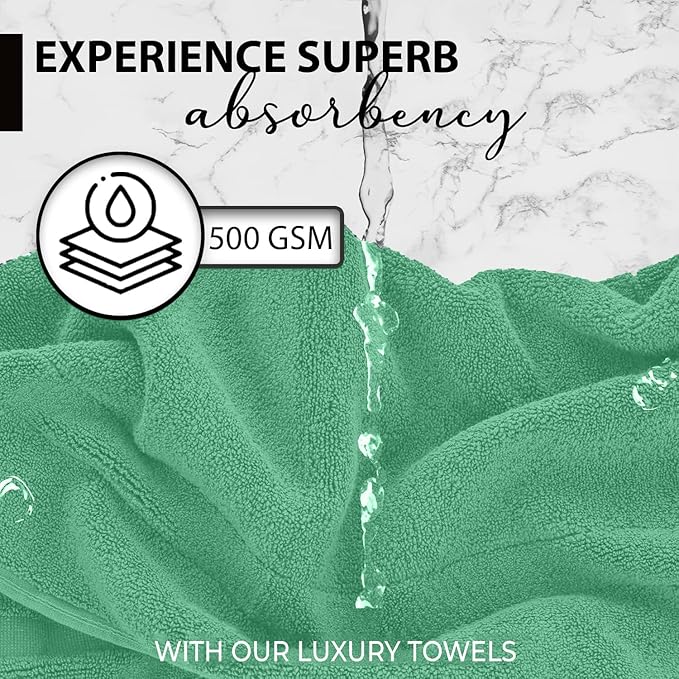 KAHAF COLLECTION 100% Cotton Bath Towels, 24x48 Pack of 6 Towels, Quick Dry, Highly Absorbent, Soft Feel Towel, Gym, Spa, Bathroom, Shower, Pool, Luxury Soft Towels (Light Green, 24x48-6 Pack)