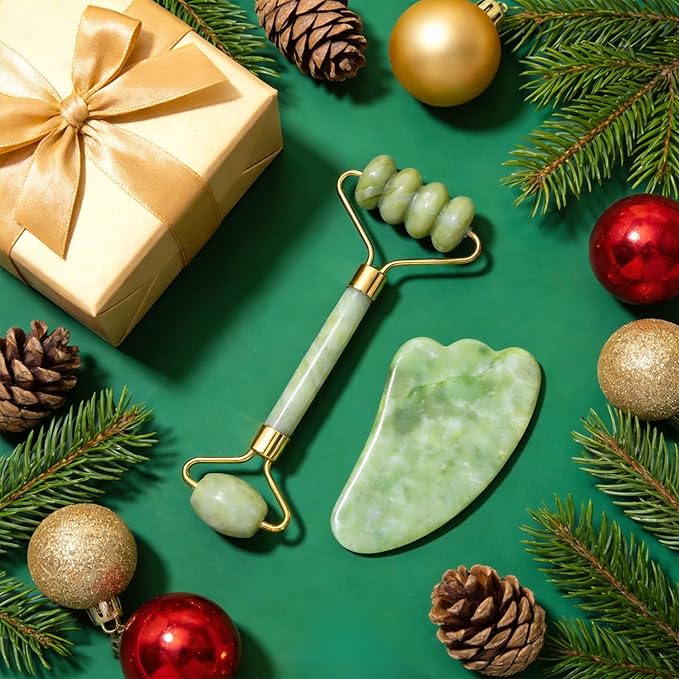Gua Sha Facial Tools Face Roller and Gua Sha Set for Puffiness and Redness Reducing Skin Care Routine, Jade Roller Face Tools Self Care Gift for Men Women