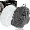 RamPula Face Scrubber & African Net, Silicone Exfoliating Brush for Men, Facial Cleansing Brush, Manual Waterproof Cleansing Skin Care, Blackhead Removing Pore Cleansing Massaging Face Brushes - Grey