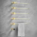 Towel Warmer Rack, Gold 5-Bar Aluminum Alloy, Heated Towel Rack for Bathroom, Hidden wiring/Support Hardwired Heated Towel Rail, With Timer and Temperature Adjustment, Overheat Protection Function