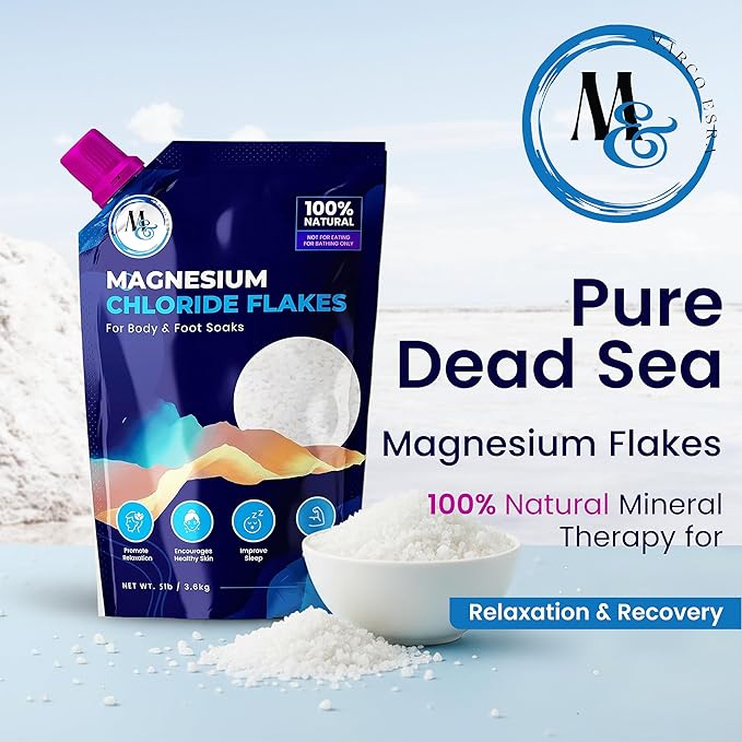 Dead Sea Magnesium Flakes Bath Salts | Premium Magnesium Supplement Bath Salts (10 Pound Big Bag)