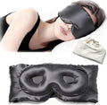 100% Mulberry Silk Sleep Mask for Women & Men – 22 Momme 6A Grade, 3D Contoured Total Blackout Eye Mask for Side Sleepers, Eyelash Extensions, Adjustable Strap, Breathable Blindfold (Gray)