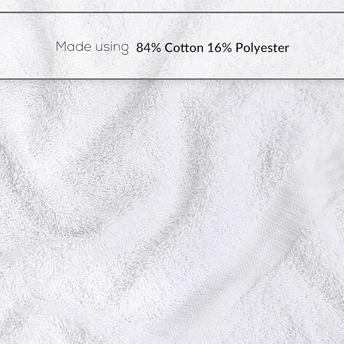 GOLD TEXTILES 120 White Economy Bath Towels Bulk (24x48 Inch) Cotton Blend for Softness-Commercial Grade Easy Care