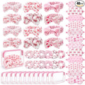 Kajaia 48 Pcs Sleepover Party Supplies for Girls Slumber Party Supplies for Women Spa Headband Favor Mask Scrunchies Bag (Bow,Pink)