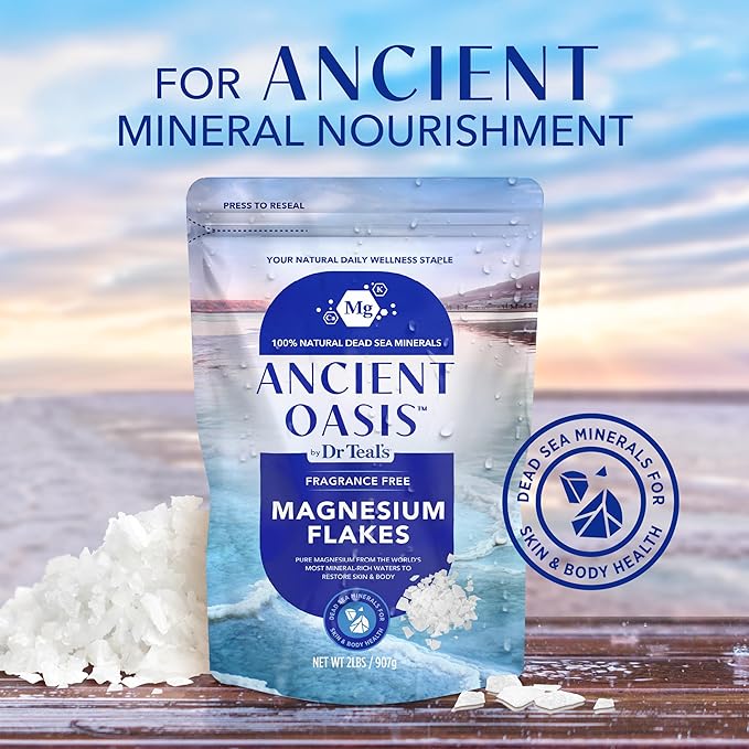 Ancient Oasis by Dr Teal's Magnesium Flakes, Fragrance Free, 2 lbs (Pack of 2)