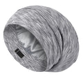 LULUSILK 100% Mulberry Silk Lined Sleep Cap, Adjustable Silk Hair Wrap for Sleeping, Assorted Color Light Grey