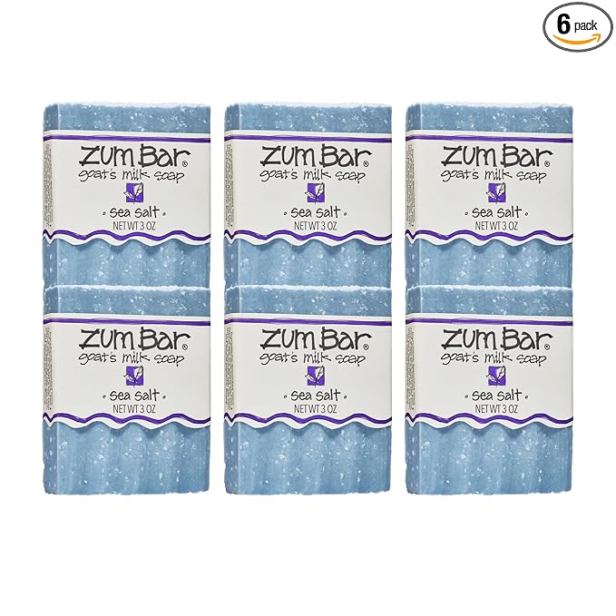 Zum Indigo Wild Goat's Milk Soap Bar - Bar Soap for Hands & Body Made with Essential Oils - 3 oz - Sea Salt (6 Pack)