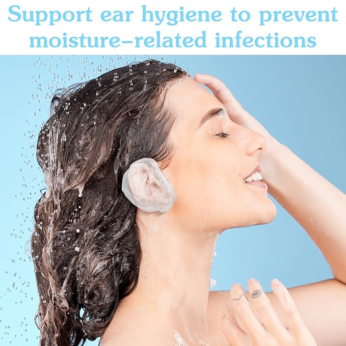200PCS Disposable Ear Covers for Shower, Clear Waterproof Ear Covers for Bathing, Waterproof Plastic Ear-Protectors for Showering, Hair Dye, Spa, Salon and Beauty Treatments