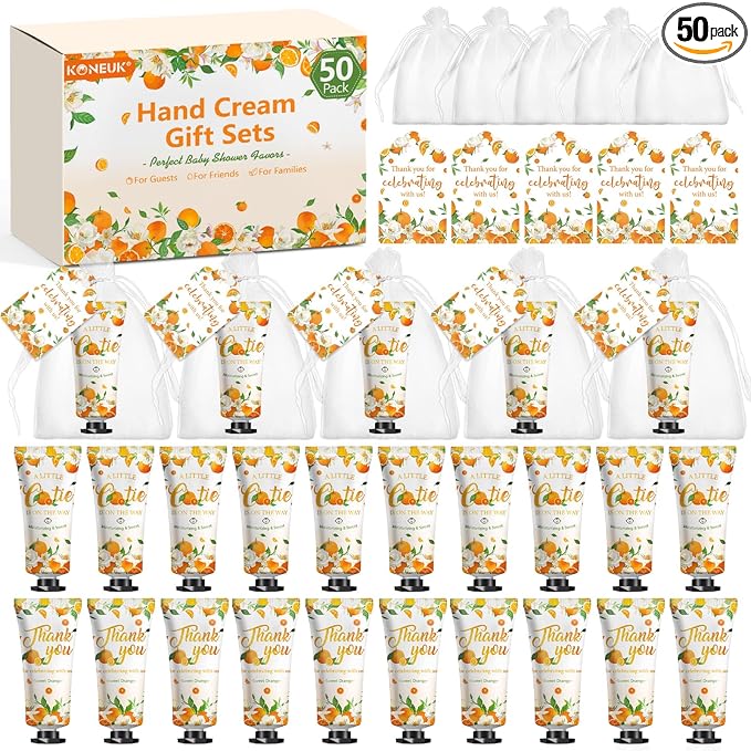 50 Pack Bulk Hand Cream Sets, Appreciation Gifts, Bridal Shower Favors, Wedding Shower Favors and Baby Shower Favors for Guests, Wedding Welcome Bag Stuffers for Guests, Thank You Gifts (Orange)