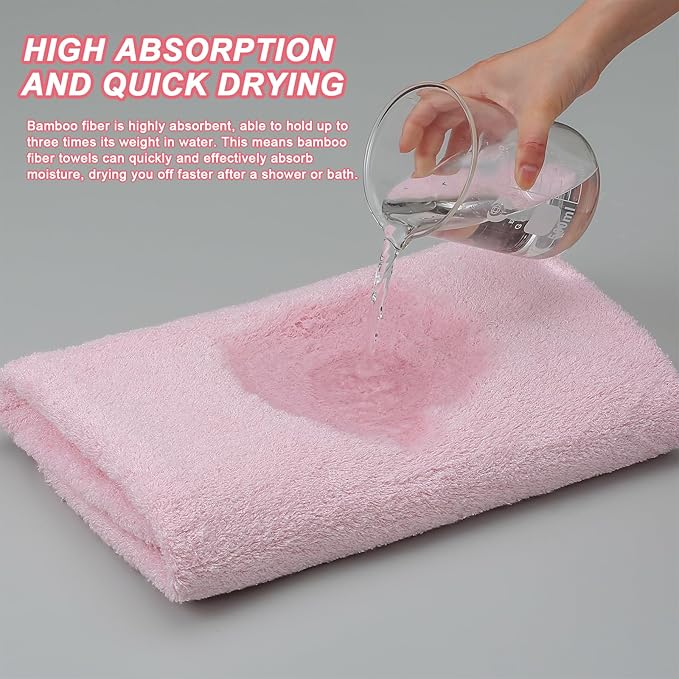 Aibaser Bath Towels - Natural, Ultra Absorbent Towels for Bathroom, Travel, Gym, Shower and Spa (2 Piece Set) (Pink, 35 in x 70 in)