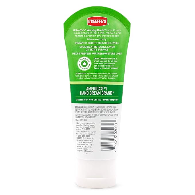 O'Keeffe's K0290004-8 Working Hands Hand Cream Tube (8 Pack), 3 oz