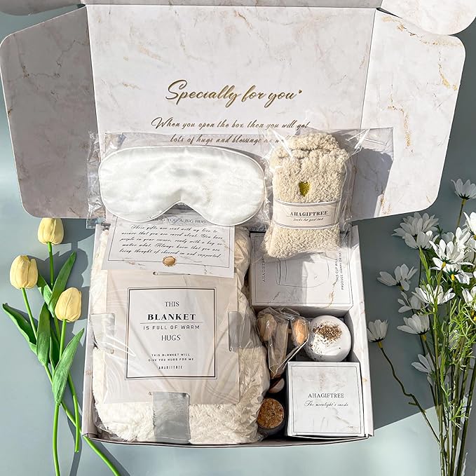 AHAGIFTREE Gift Baskets for Women,11PC Care Package with Moon Lamp,Grief,Get Well Soon After Surgery,Birthday,Think of You,Thank You,Sympathy