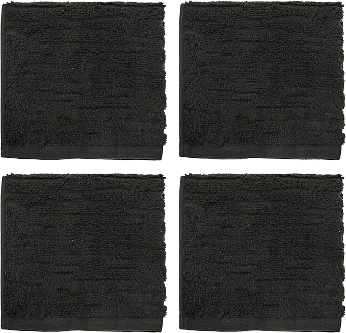 SKL Home CloudSoft 100% Cotton Luxury 4-Piece Washcloth Set, 520 GSM, Ultra Plush & Absorbent, Slate