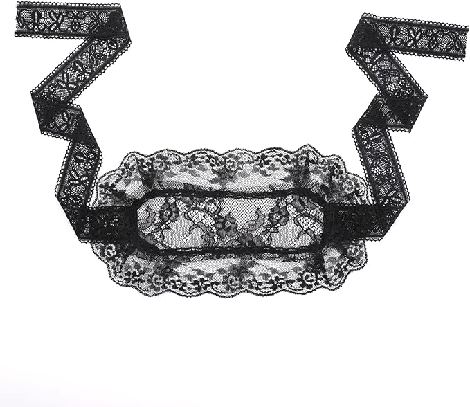 FRESHME Lace Sleeping Eye Mask - Adjustable Blackout Sleep Masks Black Floral Embroidery Comfortable Blindfold Eyes Cover wiht Lace Border for Women Adults Couples Night Time Gift