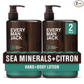 Every Man Jack Mens Sea Minerals + Citron Hand & Body Lotion for All Skin Types - Dermatologist Tested & Hypoallergenic - Nourish Skin with Lightweight Fast Absorbing Lotion - 13.5oz 2 Bottles