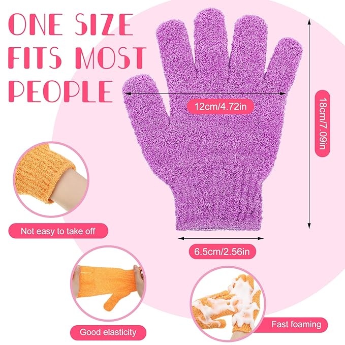 Tegeme 50 Pcs Exfoliating Gloves for Body, Double Sided Exfoliating Bath Shower Gloves for Women Deep Clean Skin for Spa Massage Beauty Skin Shower Scrubber Bathing Accessories(13 Colors)