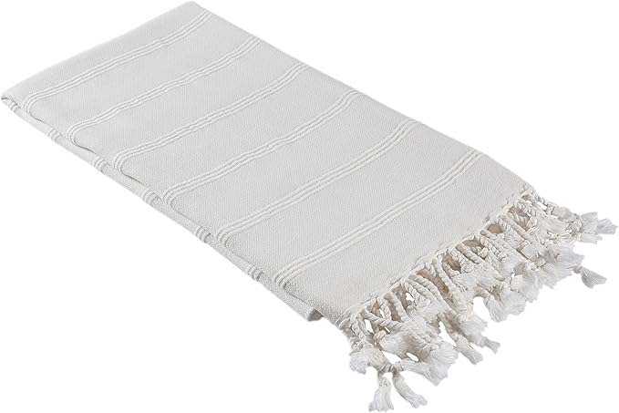InfuseZen Stonewashed Turkish Bath & Beach Towel –100% Organic Turkish Cotton - Soft, Lightweight, Absorbent - Quick Dry, Sand Free - Pool, Shower, Travel - Peshtemal, Hammam Spa Towel - Off White