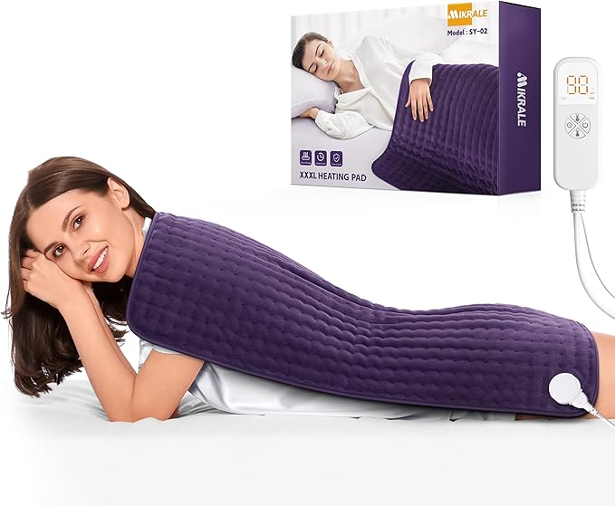 Mothers Day Gifts for Mom, Heating Pad for Back, Neck & Shoulder Pain Relief, 17"x33" Electric Moist/Dry Heat Pad, 6 Heat & 4 Timer Settings, Auto Shut-Off, Machine Washable, Gift for Wife Women Her