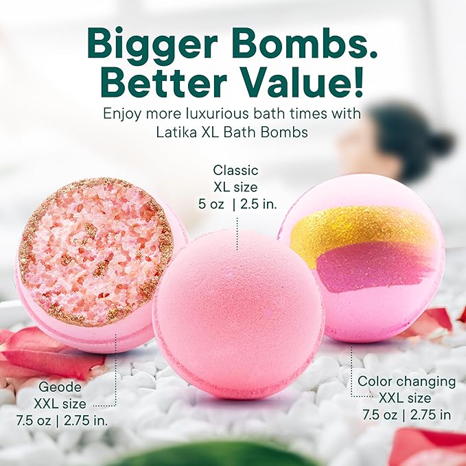 Latika Color Changing Bath Bombs - Pink Topaz, Lavender, and Agave for Ultimate Relaxation and Skin Nourishment