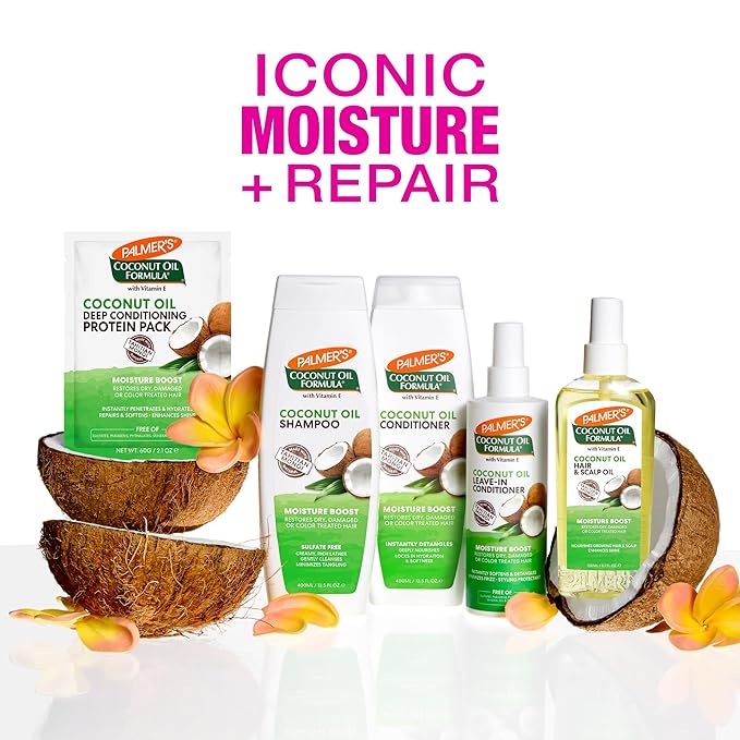 Palmer's Coconut Oil Formula Moisture Boost Protein Pack, Hair Treatment for Dry, Damaged, Over-Processed and Colored Hair, 2.1 Ounce (Pack of 12)