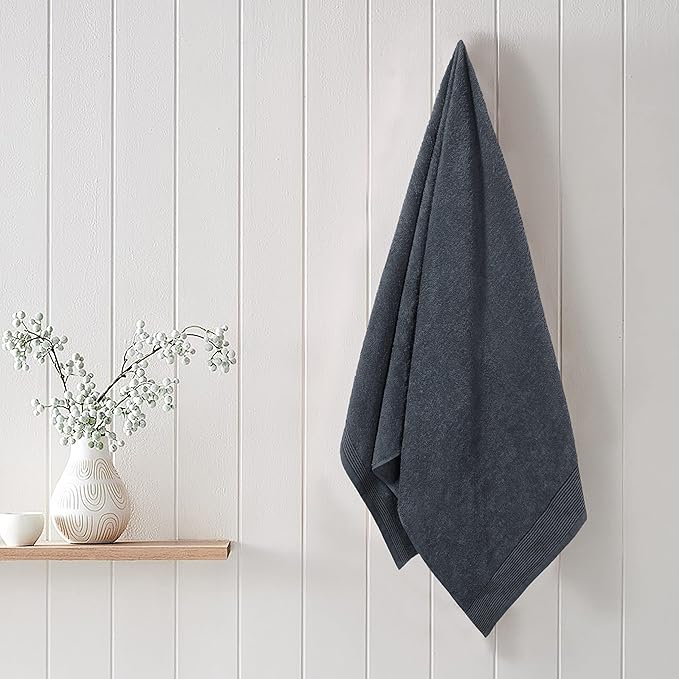 Belizzi Home Ultra Soft 2 Pack Oversized Bath Towel Set 28x55 inche, 100% Cotton Large Bath Towel, Ultra Absorbant Compact Quickdry & Lightweight Towel, Ideal for Gym Travel Camp Pool - Charcoal Grey