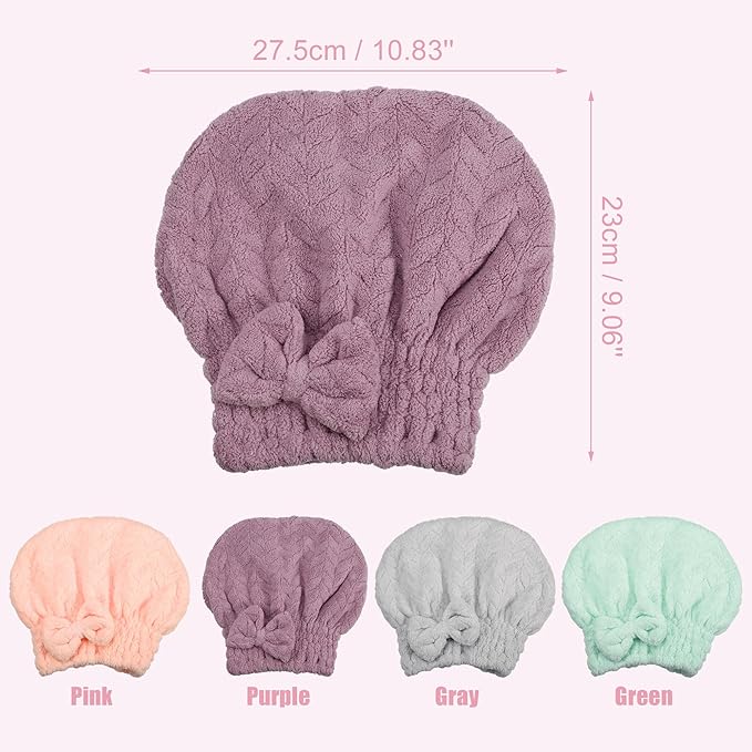VOCOSTE Diamond Shape Hair Drying Towel Dry Cap, Quick Drying, Lightweight Strong Absorbent, for After Bath Drying Hair, Purple