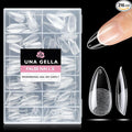 UNA GELLA Almond Nail Tips 216pcs Medium Almond Press on Nails Pre-shape Gel Fake Nails for Full Cover Acrylic French False Nails For Nail Extension, DIY Salon 12 Sizes Gelly Tips