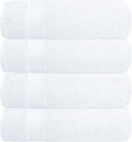 BELZZI Home Ultra Soft 4 Pack Oversized Bath Towel Set 27x54, Cotton Compact Bath Towels, Highly Absorbant Eco-Friendly Quickdry & Lightweight Towel, Ideal for Gym Travel Camp Pool - White