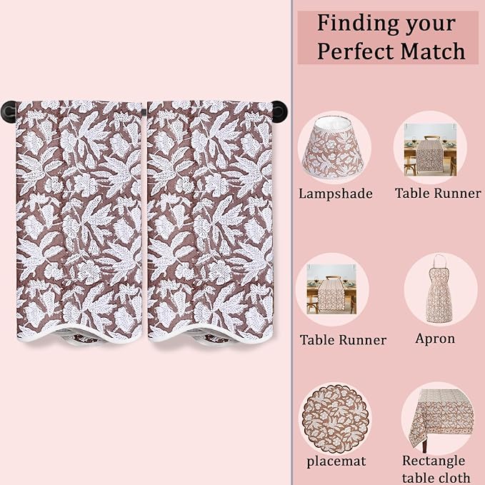 Ridhi Block Print Oak Brown Cotton Spa/Beach Towel 27"x54" Set of 2 Handmade Beach Towel, Quick Dry Turkish Style Bath, Soft Absorbent Luxury Towel for Home, Gym & Spa, Hair Drying