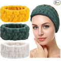 Chuangdi 3 Pieces Spa Headband for Women Facial Makeup Headband Soft Terry Cloth Hairband for Washing Face Mask Spa Shower Gifts(Milky-White, Yellow, Dark Green)