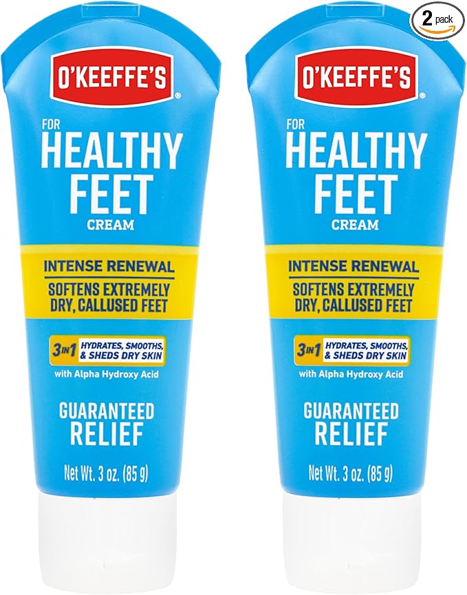 O'Keeffe's for Healthy Feet Intense Renewal Cream with Urea & Alpha Hydroxy Acid - 3 oz Tube - Chemically Exfoliates and Softens Extremely Callused, Dry Feet (Pack of 2)