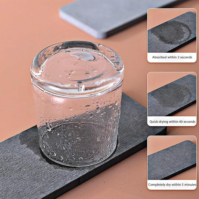NiuYichee 2 Pcs Water Absorbing Stone Trays, Kitchen/Bathroom Sink Soap Dish, Diatomite Tray Used for Hand Soap & Cosmetic Bottles in The Modern Home, 3.15" W x 6.3" L, Dark Gray