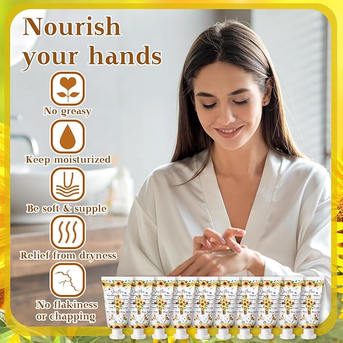 50 Pack Christian Hand Lotion Bulk Gifts for Women Mother's Day Gifts Bible Mini Travel Hand Lotion for Women Church Appreciation(Sunflower)
