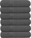 KAHAF COLLECTION 6 Pack Bath Towels Set (27 x 54 Inches) 100% Ring Spun Cotton, Lightweight, Quick Dry, Highly Absorbent Towels (Grey, (27x54) Inches)
