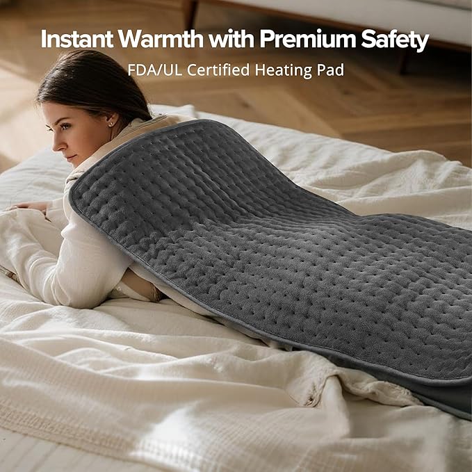 Heating Pad for Back Pain Relief, 33" x 17" XXL Heating Pad for Period Cramps, Women & Mom, Large Electric Heating Pad with Moist & Dry Heat Therapy, 6 Settings, Auto-Off, Washable, Mothers Day Gifts