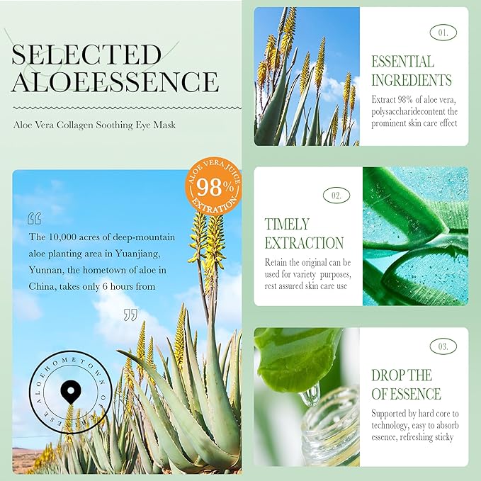 Aloe Vera Under Eye Masks, 60 PCS, Eye Bags, Puffy Eyes and Dark Circles Treatments, Reduce Wrinkles & Fine Lines Undereye Patches, Smooth, Firming, Moisturizing Eye Skin for Men&women Gift